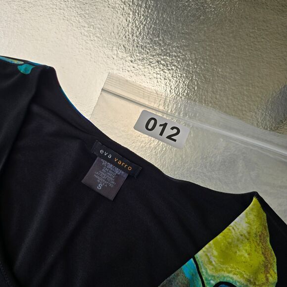 Eva Varro Stretch Scoop Neck Abstract Art Asymmetric Blouse Size S - Picture 10 of 10